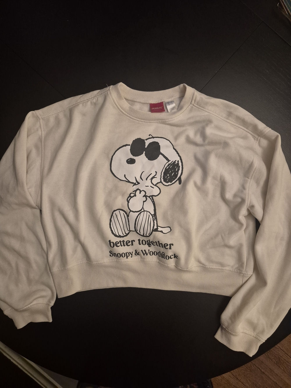 Peanuts Cream Snoopy & Woodstock Graphic Crewneck